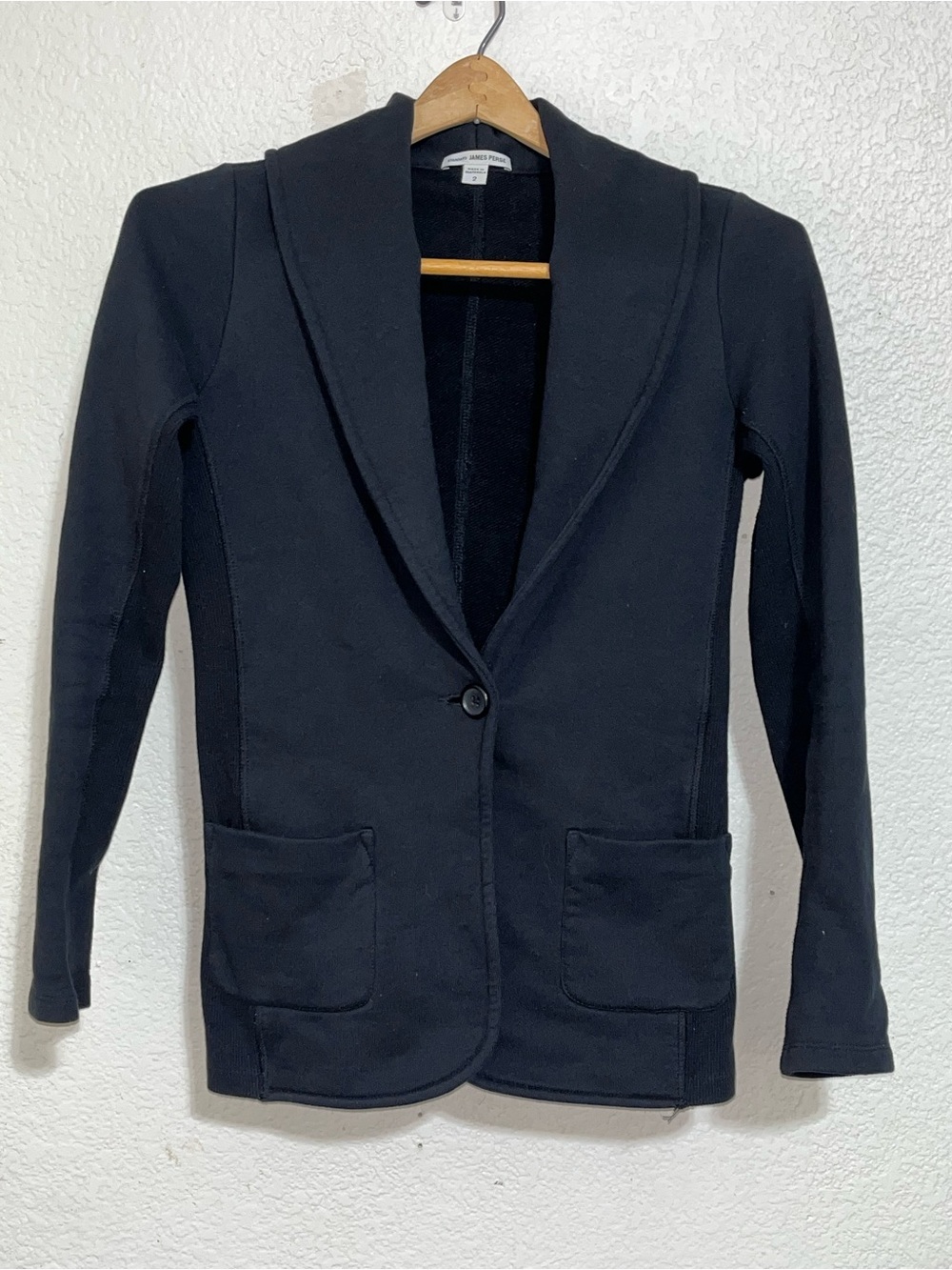 James Perse Black Shawl-Collar Single-Button Knit Blazer